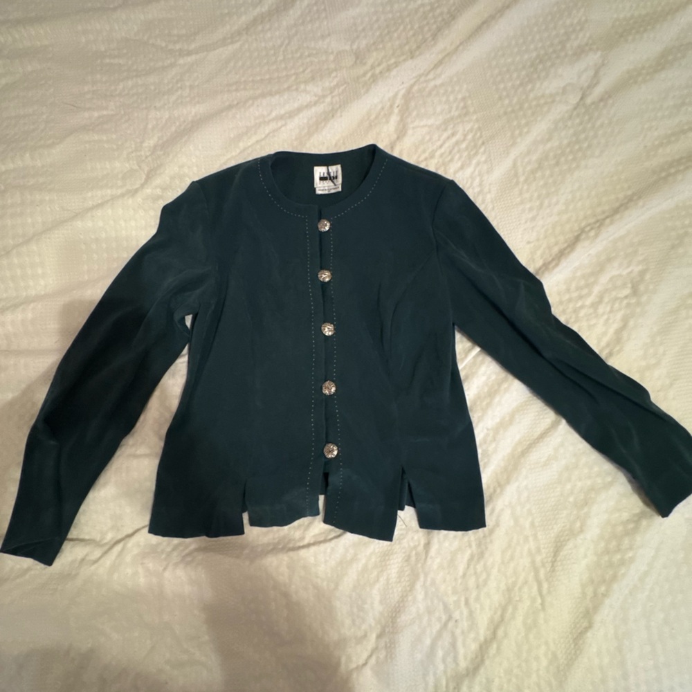 Leslie Fay Teal Blazer with Silver Buttons